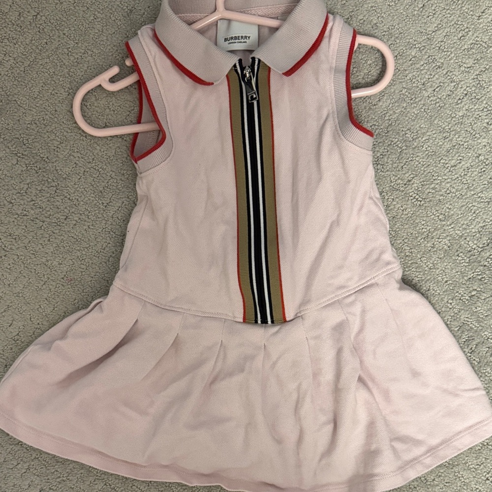 Burberry Light Pink Dress with Multicolor Stripe